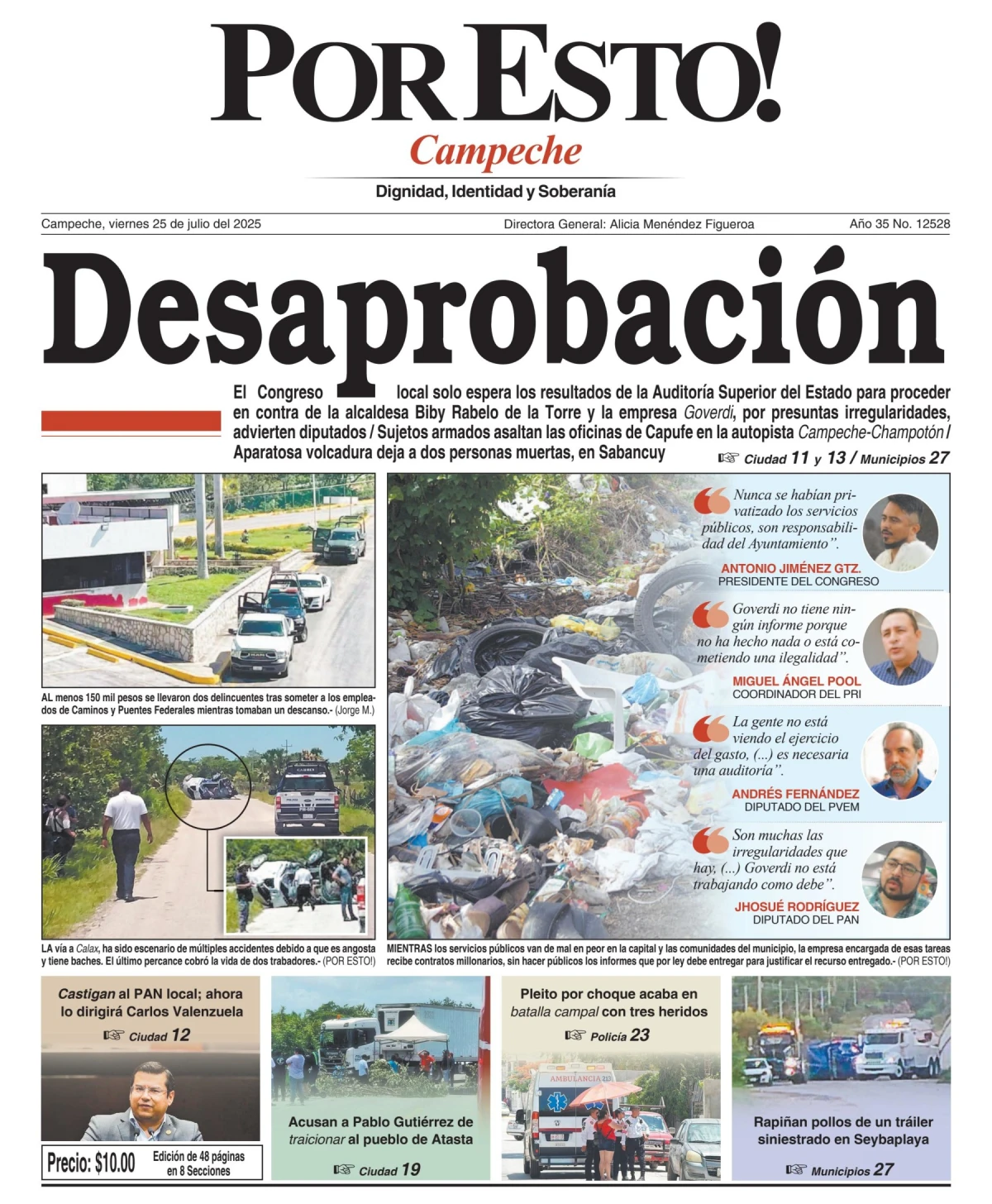 Portada de Por Esto (campeche) del viernes, 25 de julio de 2025