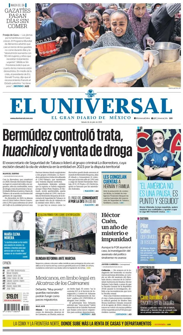 Portada de El Universal