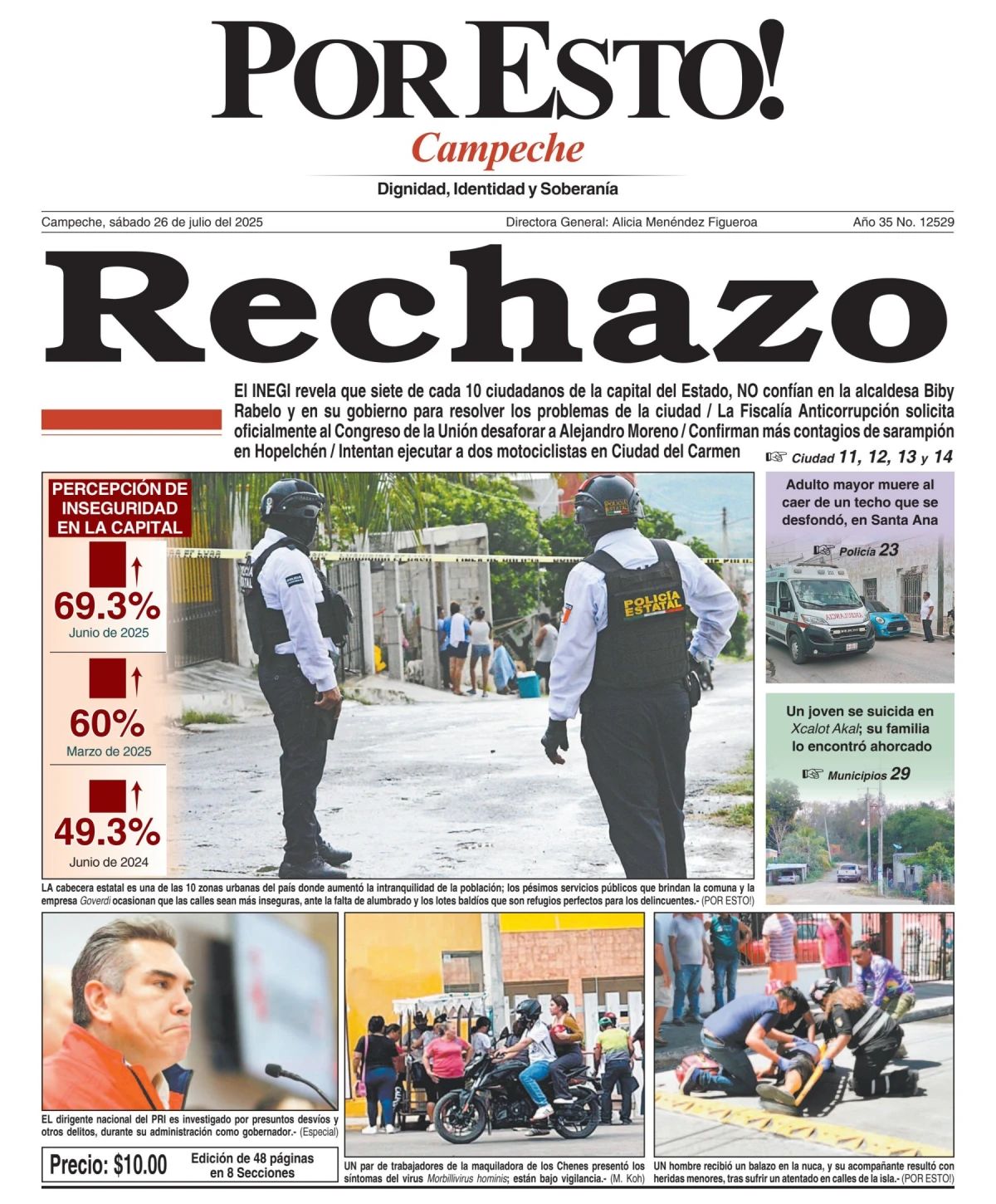 Portada de Por Esto (campeche) del sábado, 26 de julio de 2025