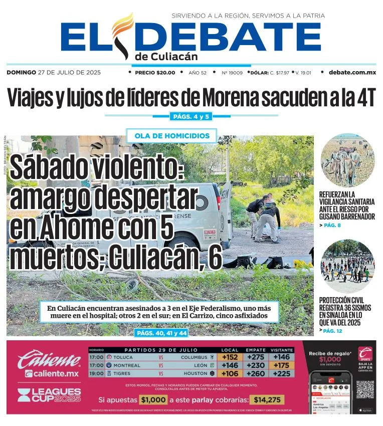 Portada de El Debate de Culiacan