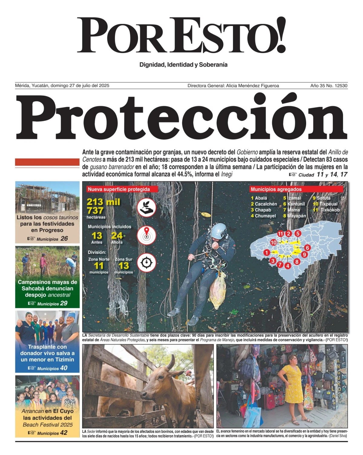 Portada de Por Esto (merida, Yucatan) del domingo, 27 de julio de 2025