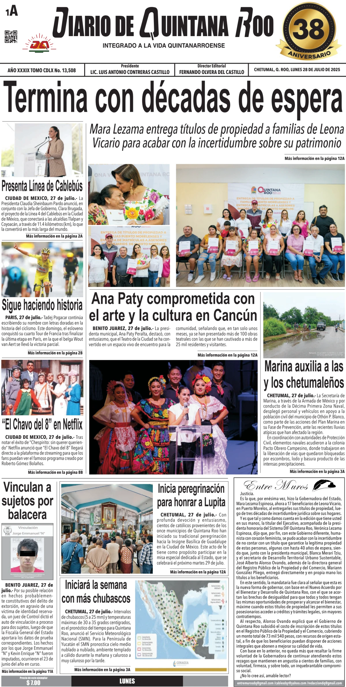 Portada de Diario de Quintana Roo (portada)
