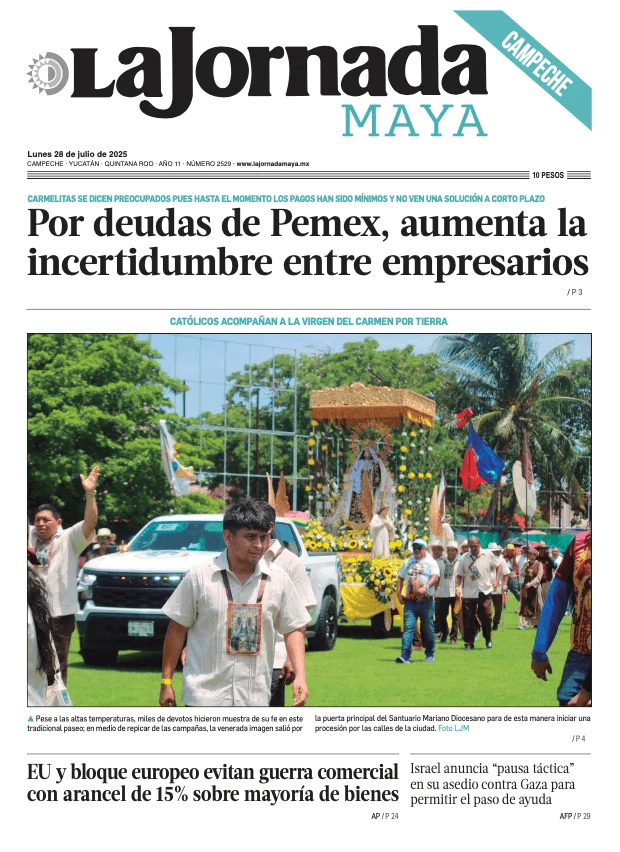 Portada de La Jornada Maya Campeche del lunes, 28 de julio de 2025
