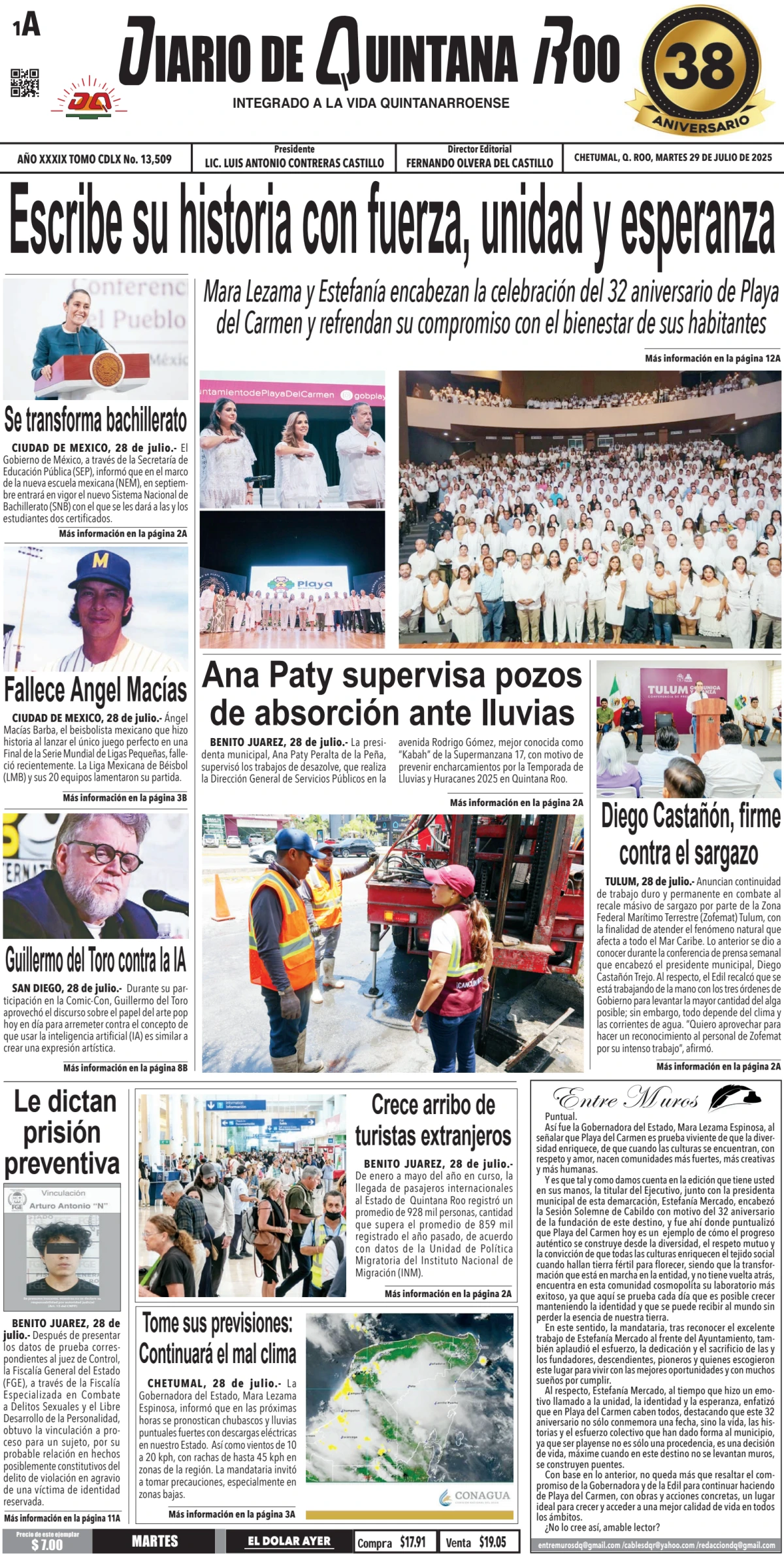 Portada de Diario de Quintana Roo (portada)