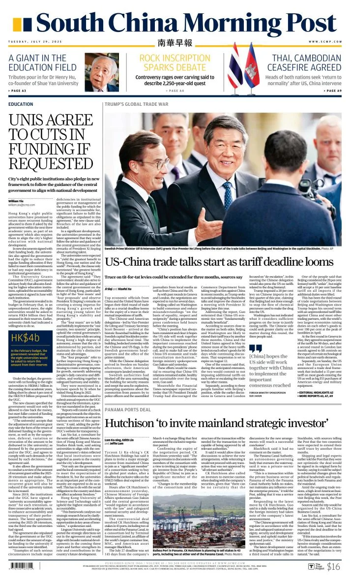 Portada de South China Morning Post