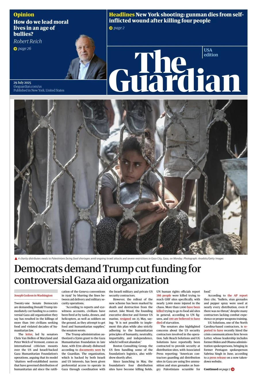 Portada de The Guardian (usa)