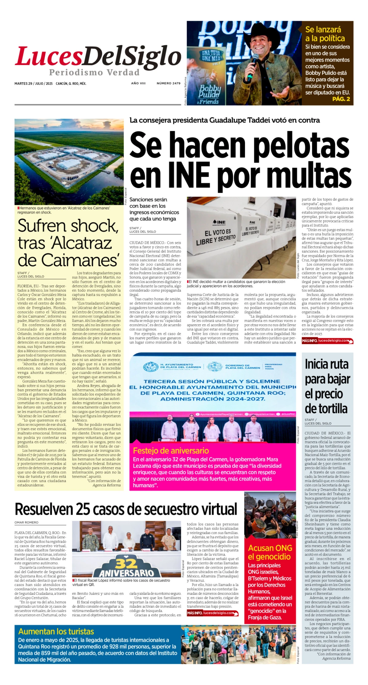 Portada de Luces del Siglo del martes, 29 de julio de 2025