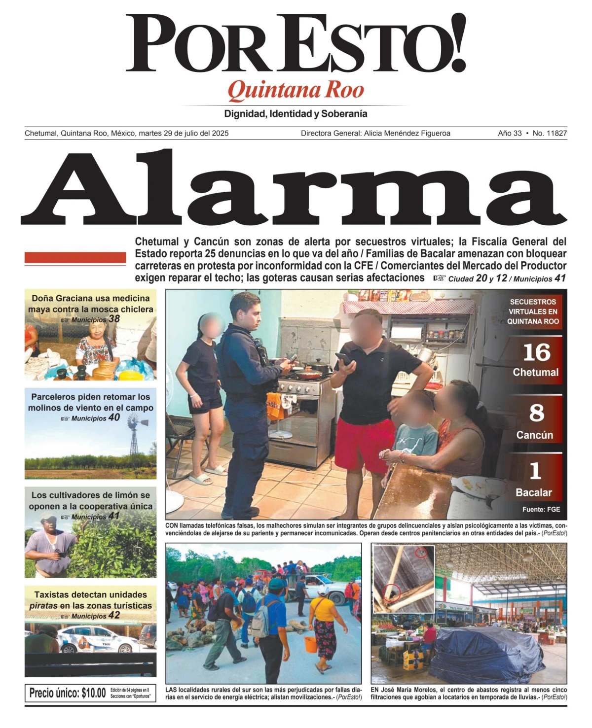 Portada de Por Esto (quintana Roo Chetumal) del martes, 29 de julio de 2025