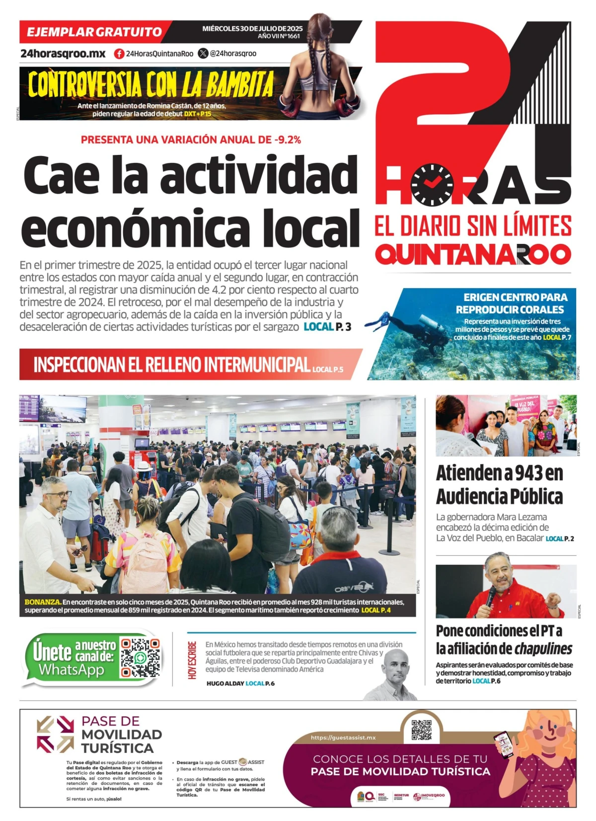 Portada de 24 Horas Quintana Roo