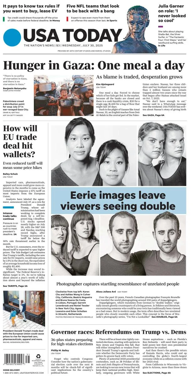Portada de Usa Today del miércoles, 30 de julio de 2025