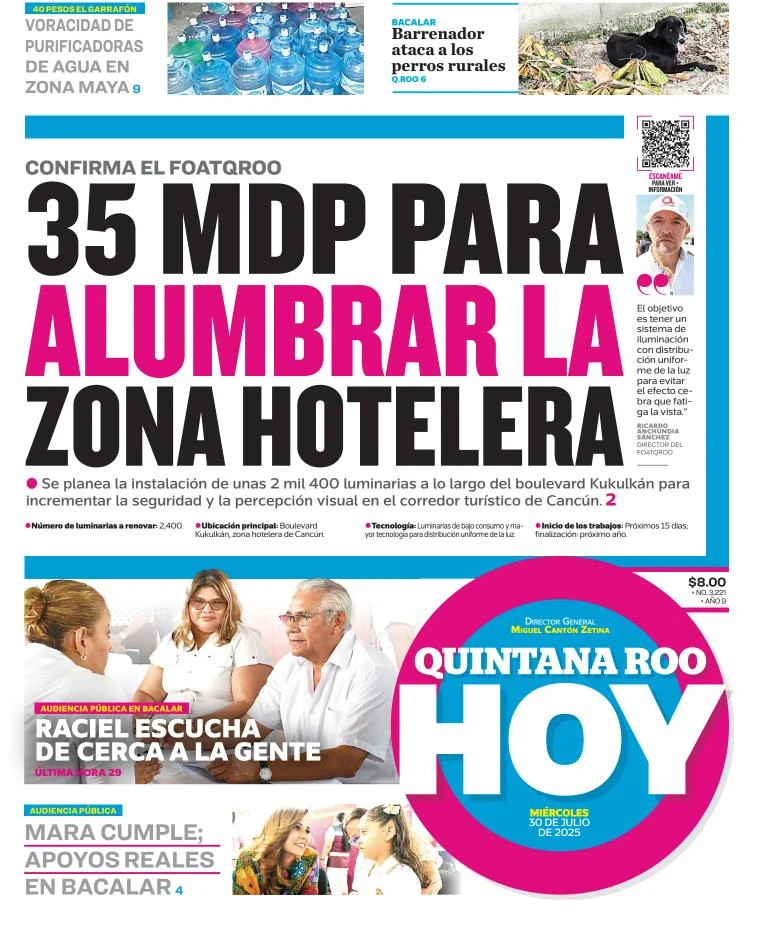 Portada de Quintana Roo Hoy del 2025-07-30