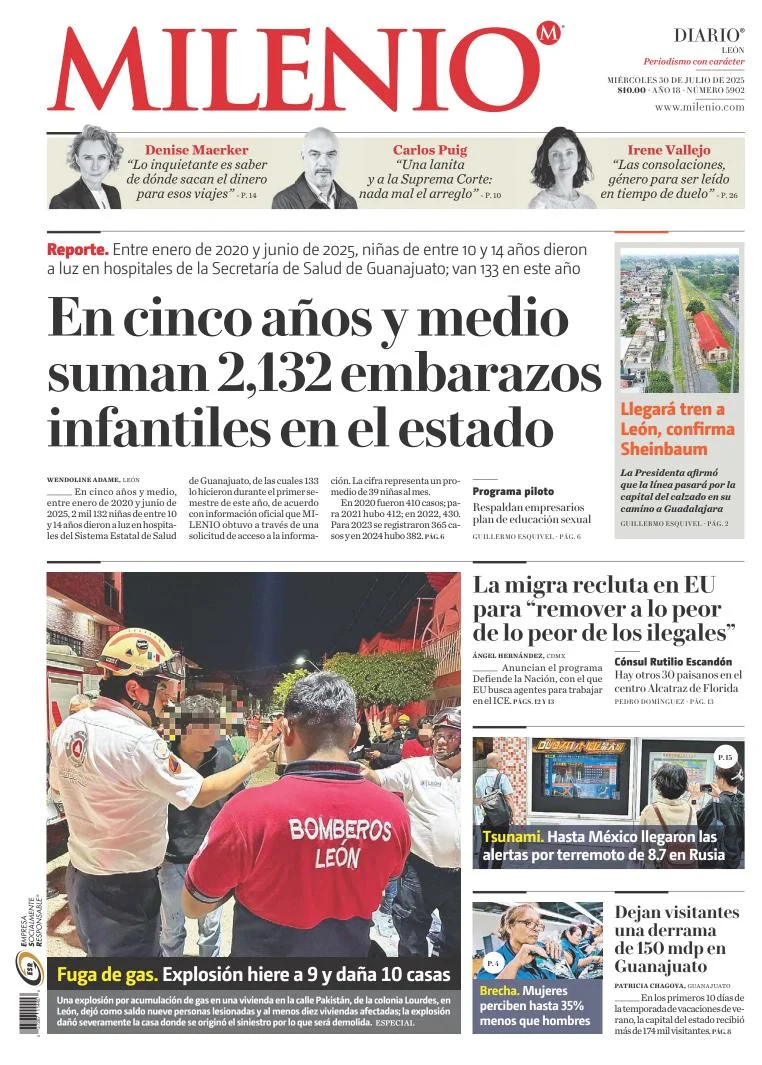 Portada de Milenio Leon del miércoles, 30 de julio de 2025