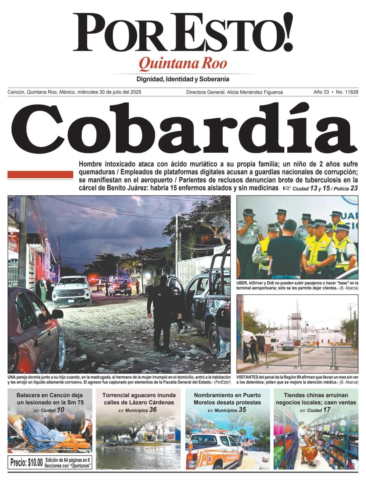 Portada de Por Esto (quintana Roo Cancun) del miércoles, 30 de julio de 2025