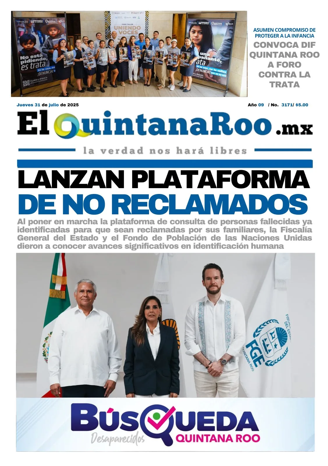 Portada de El Quintana Roo (portada)