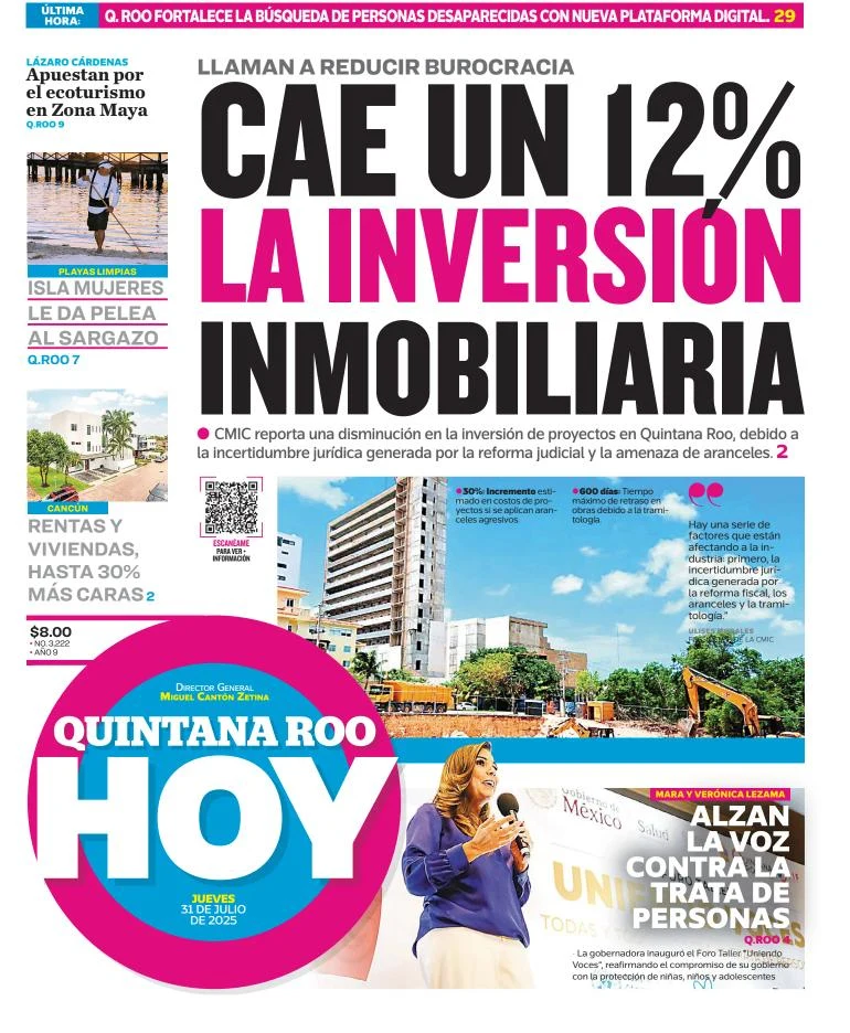 Portada de Quintana Roo Hoy del 2025-07-31