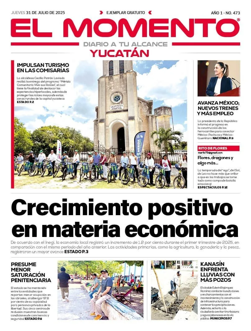 Portada de El Momento Yucatan del jueves, 31 de julio de 2025