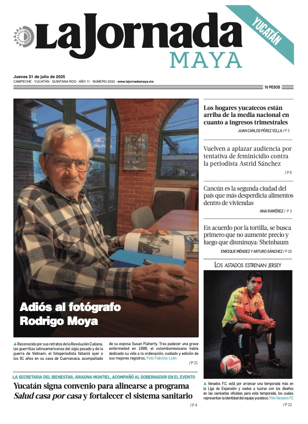 Portada de La Jornada Maya Yucatán del jueves, 31 de julio de 2025