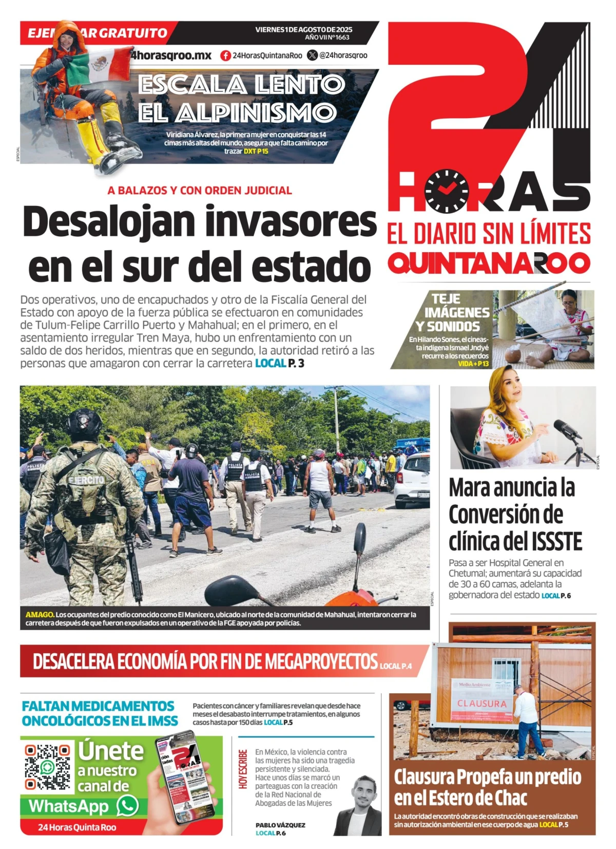 Portada de 24 Horas Quintana Roo