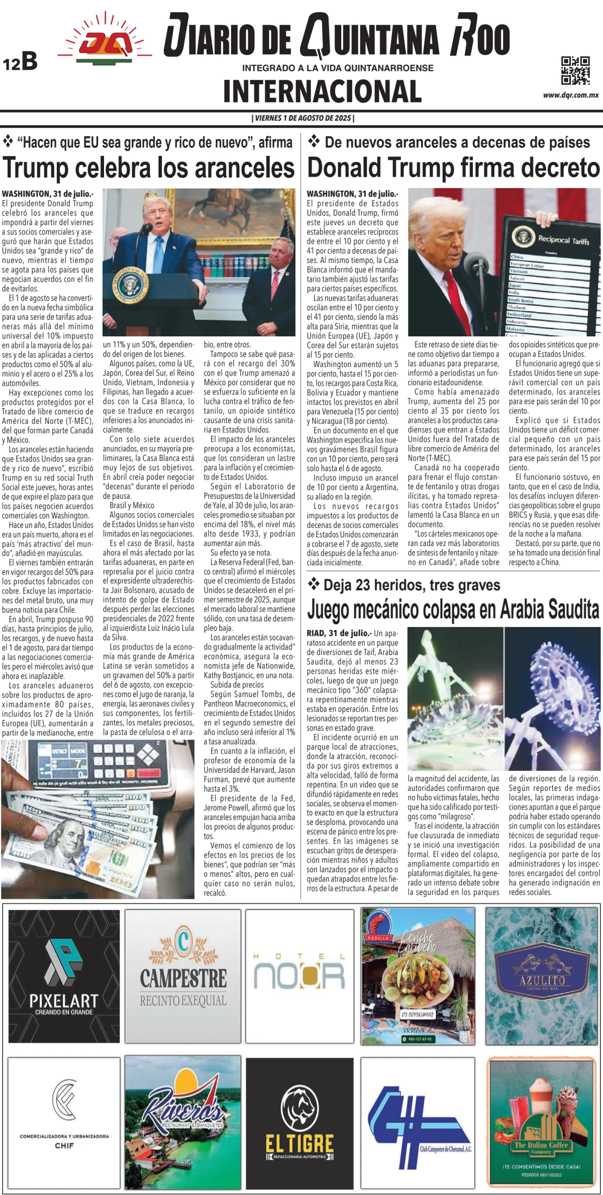 Portada de Diario de Quintana Roo (contra Portada)