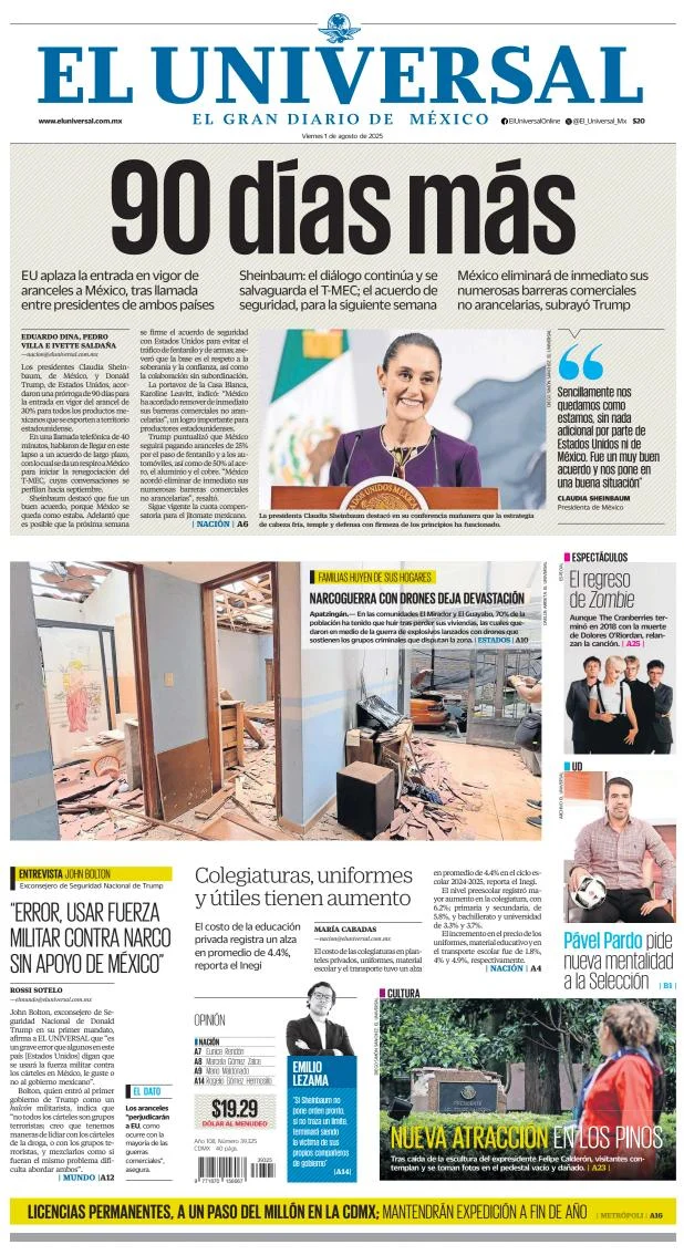 Portada de El Universal