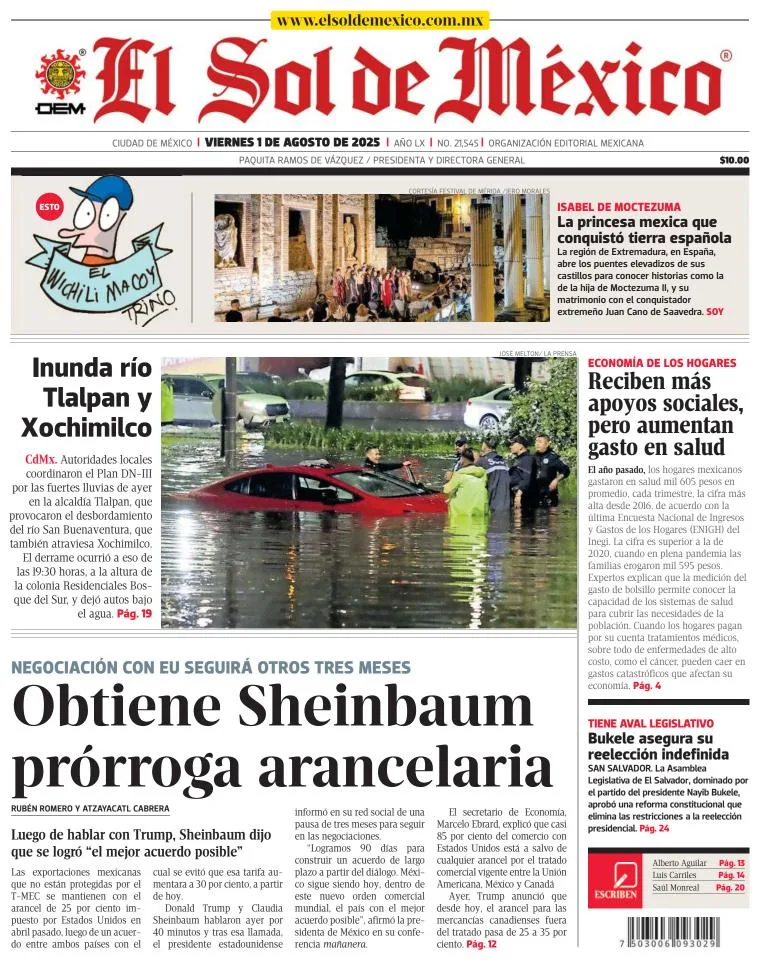 Portada de El Sol de Mexico