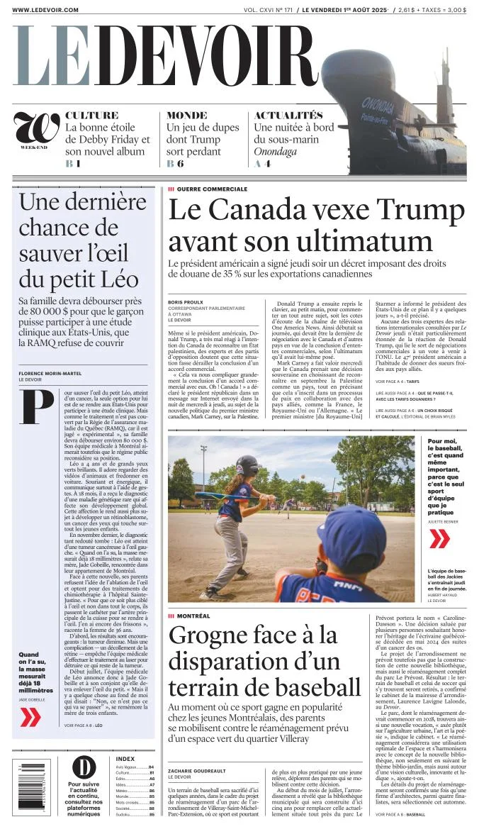 Portada de Le Devoir