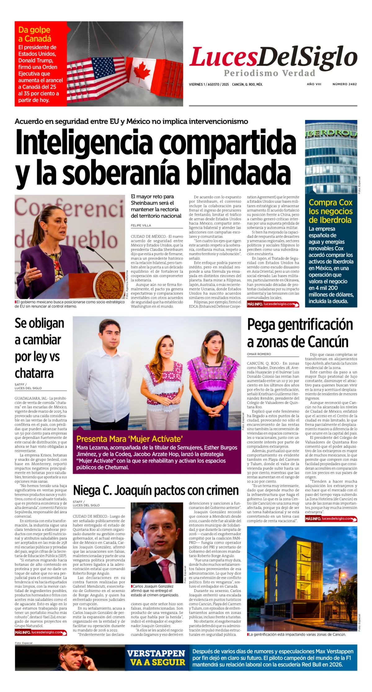 Portada de Luces del Siglo del viernes, 1 de agosto de 2025