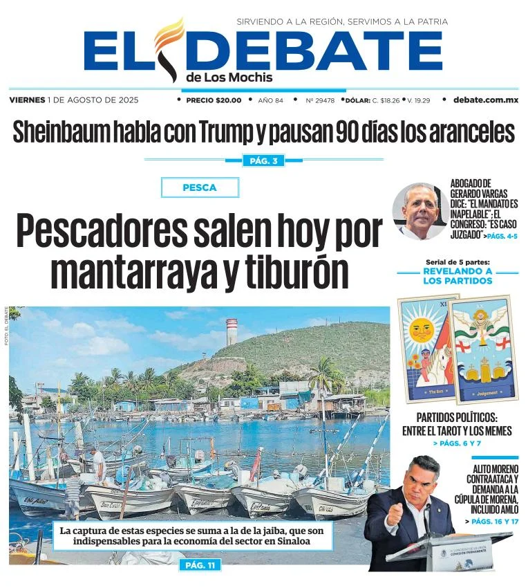 Portada de El Debate de los Mochis del 2025-08-01