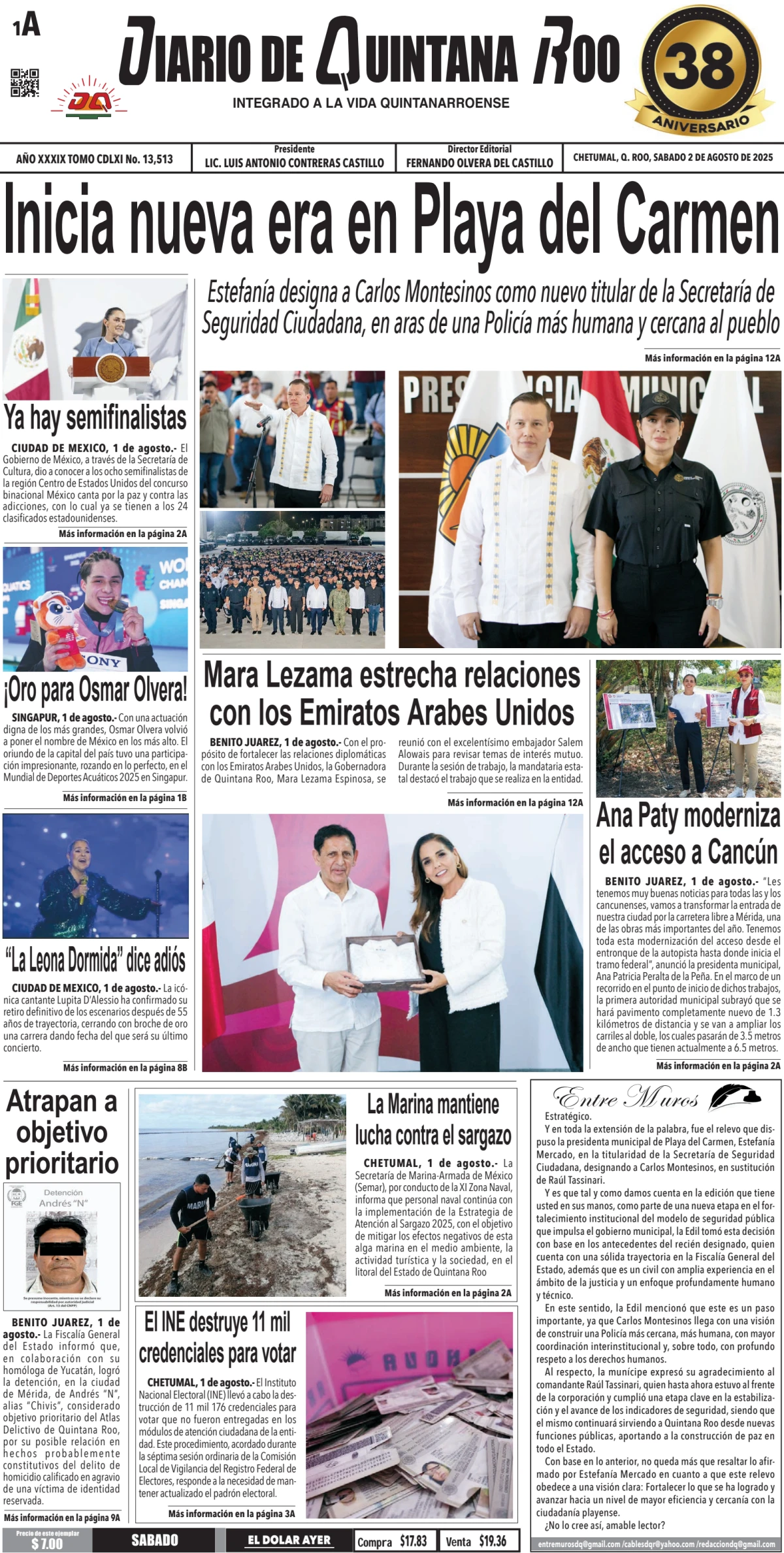 Portada de Diario de Quintana Roo (portada)