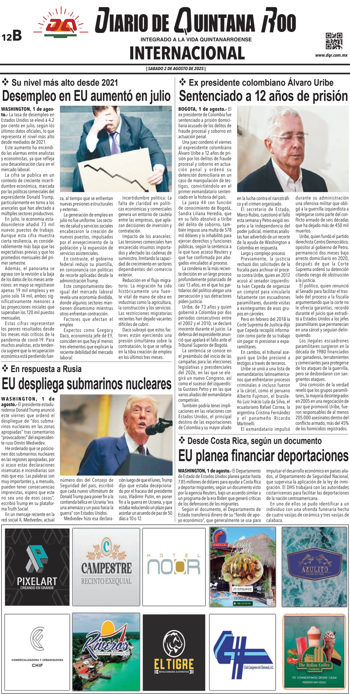 Portada de Diario de Quintana Roo (contra Portada)