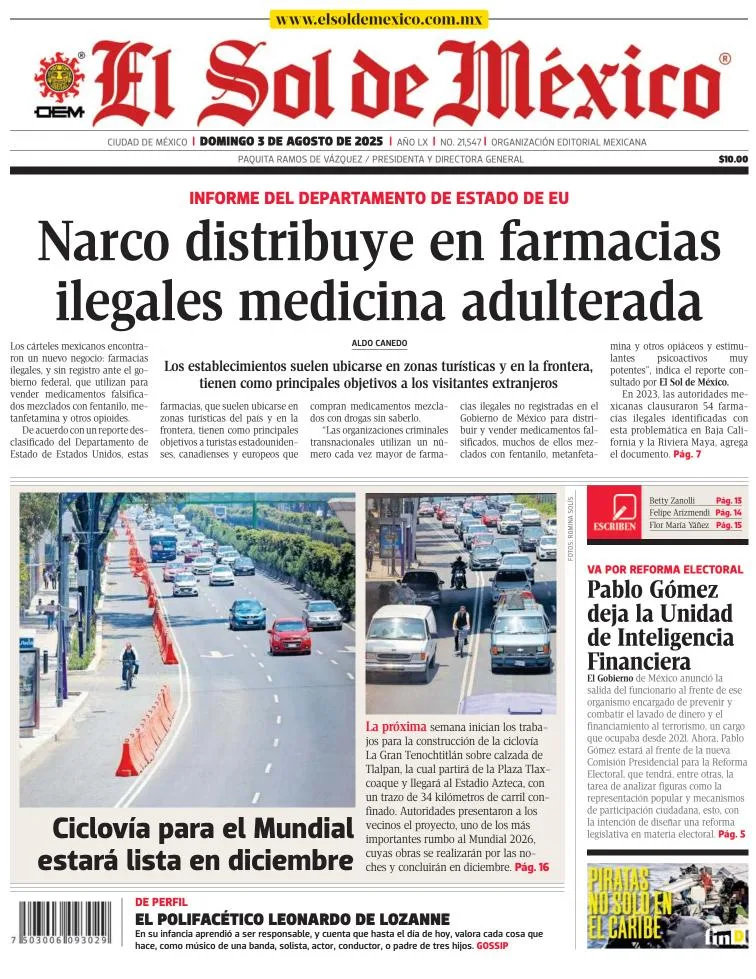 Portada de El Sol de Mexico