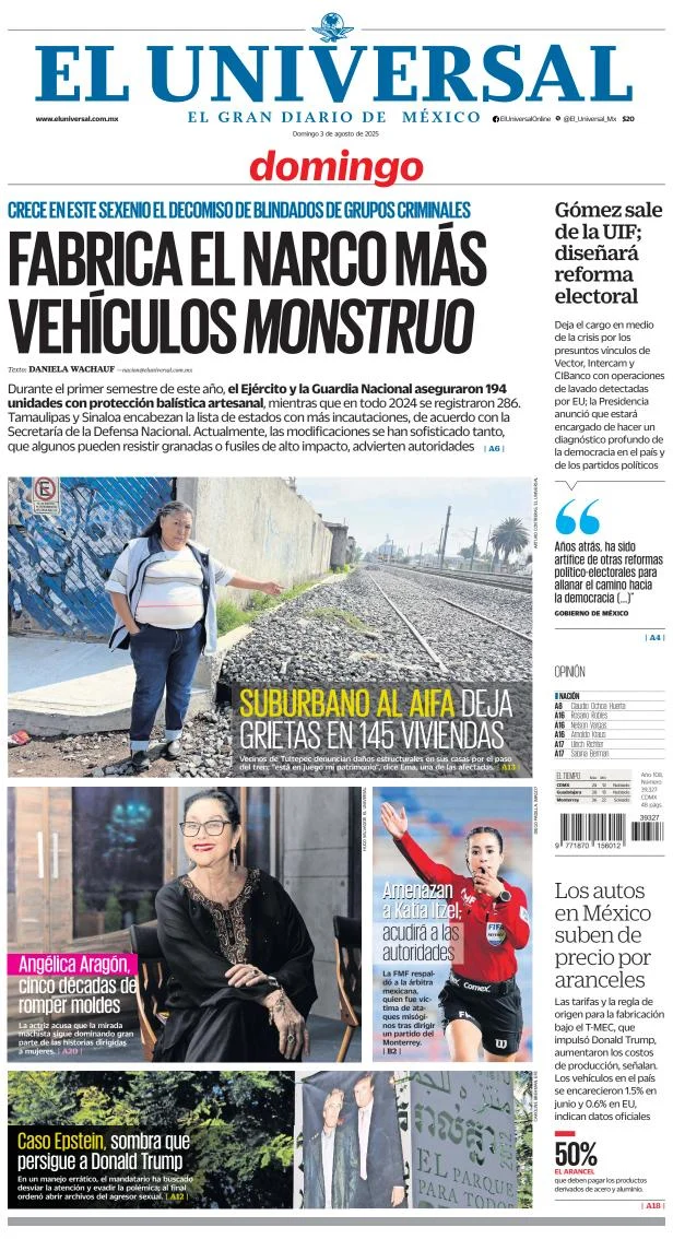 Portada de El Universal