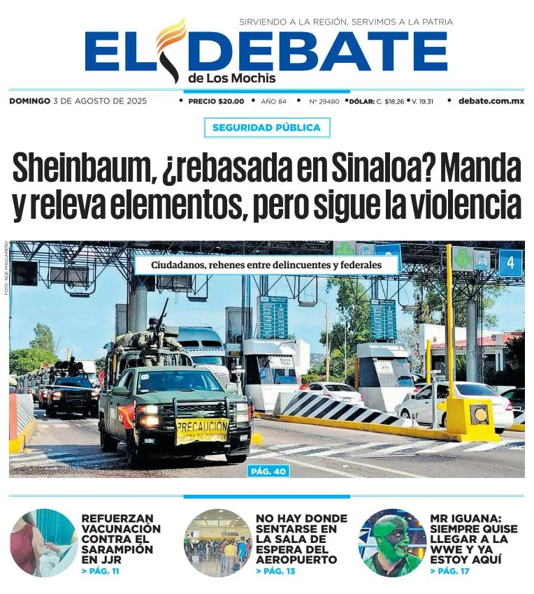 Portada de El Debate de los Mochis del 2025-08-03