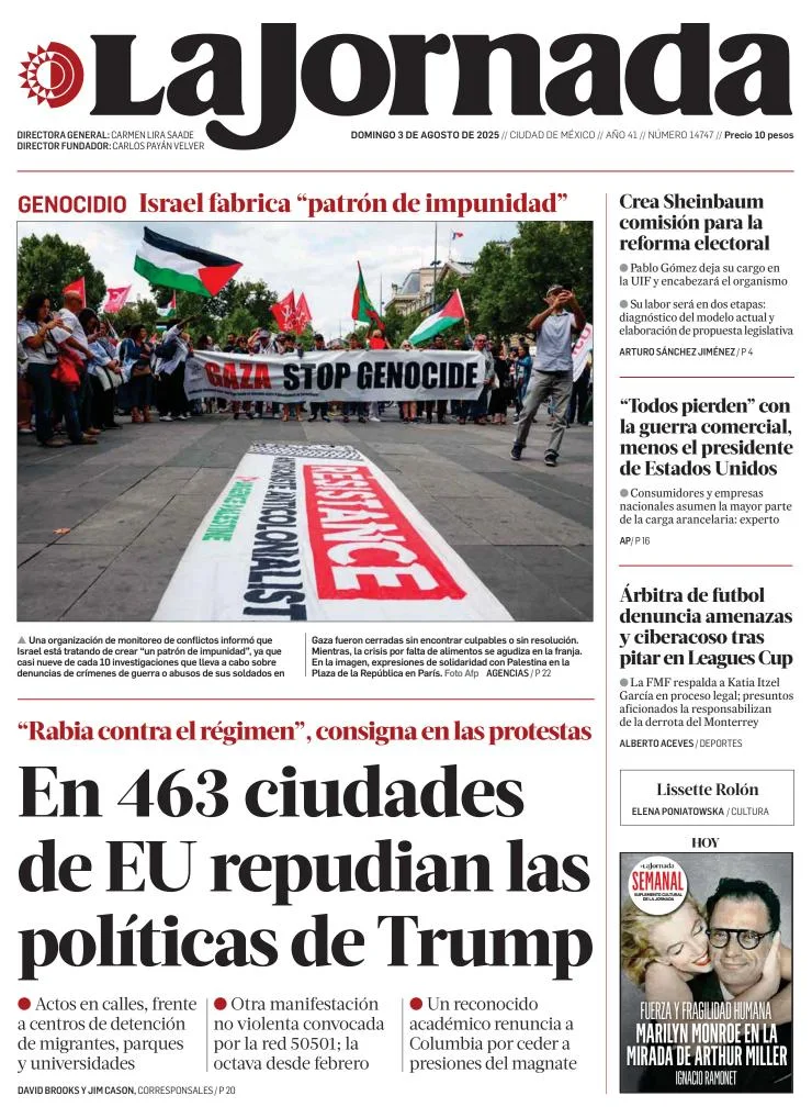 Portada de La Jornada