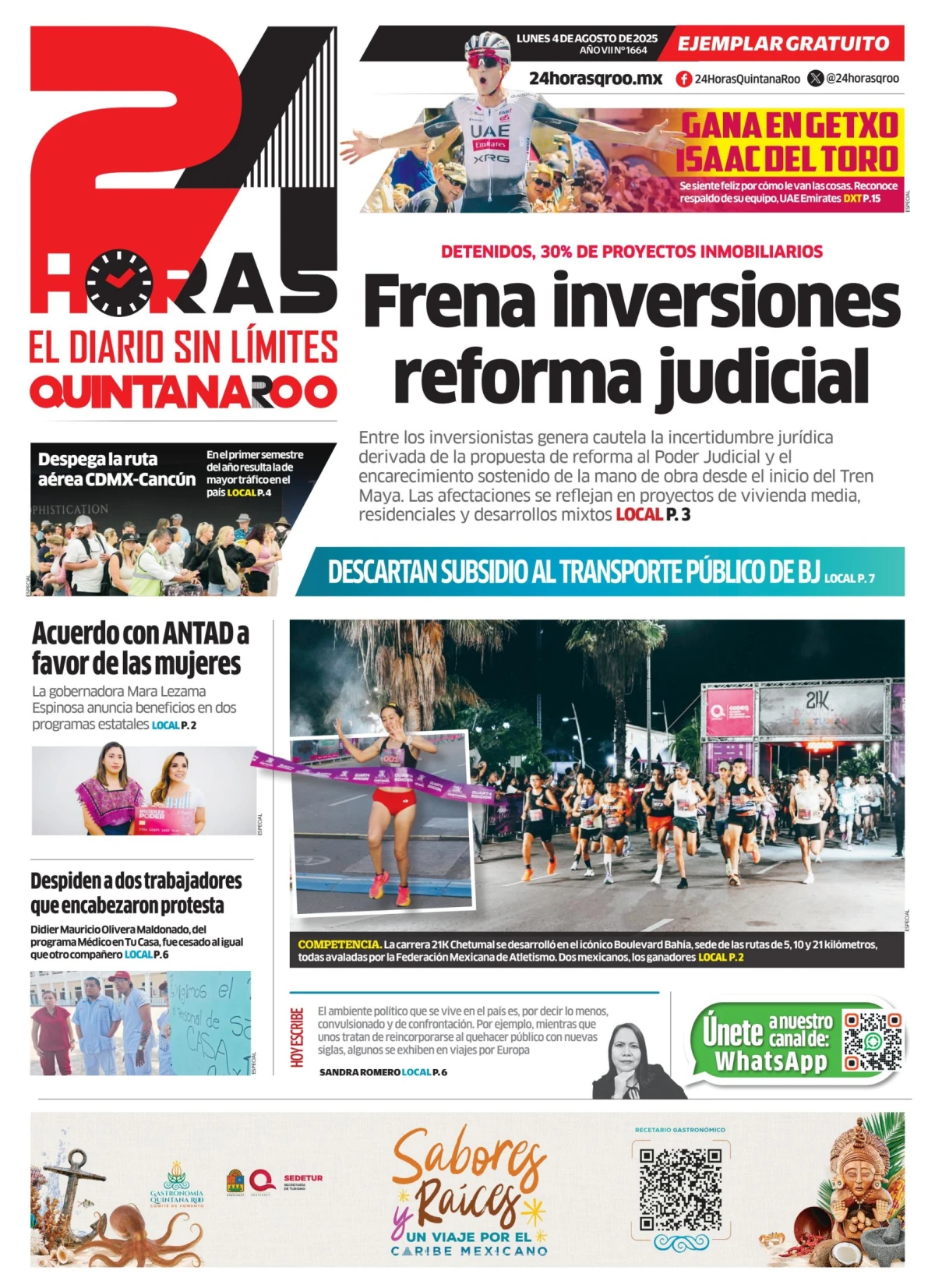 Portada de 24 Horas Quintana Roo