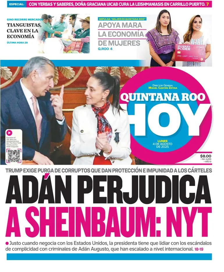 Portada de Quintana Roo Hoy del 2025-08-04
