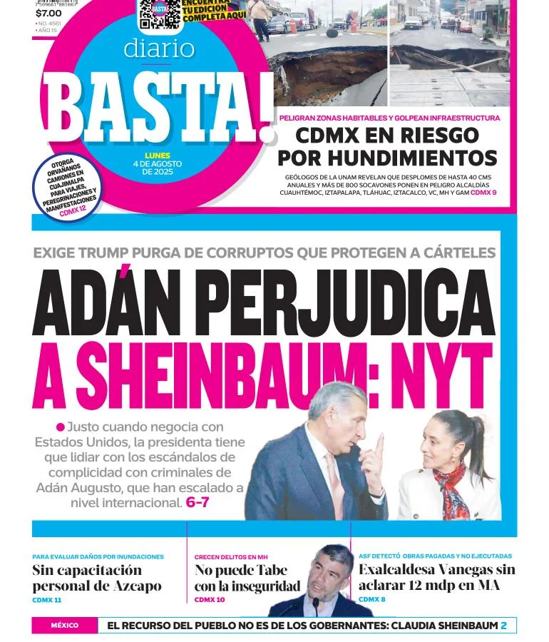 Portada de Basta del lunes, 4 de agosto de 2025