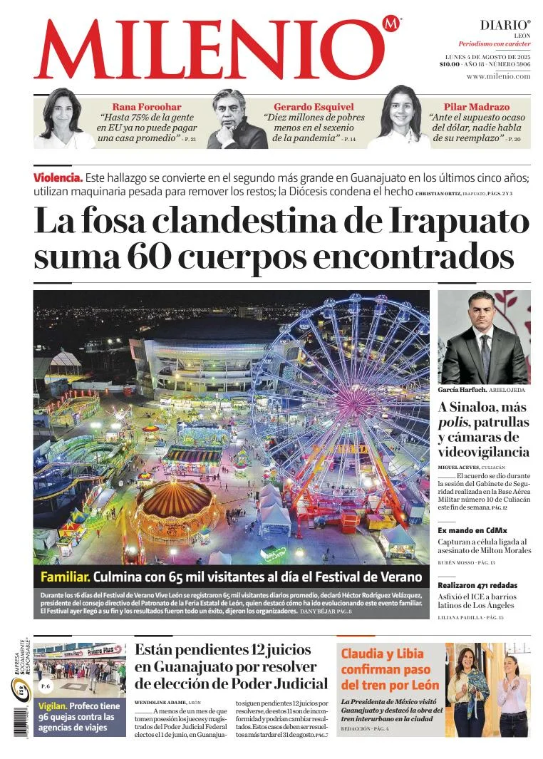 Portada de Milenio Leon del lunes, 4 de agosto de 2025