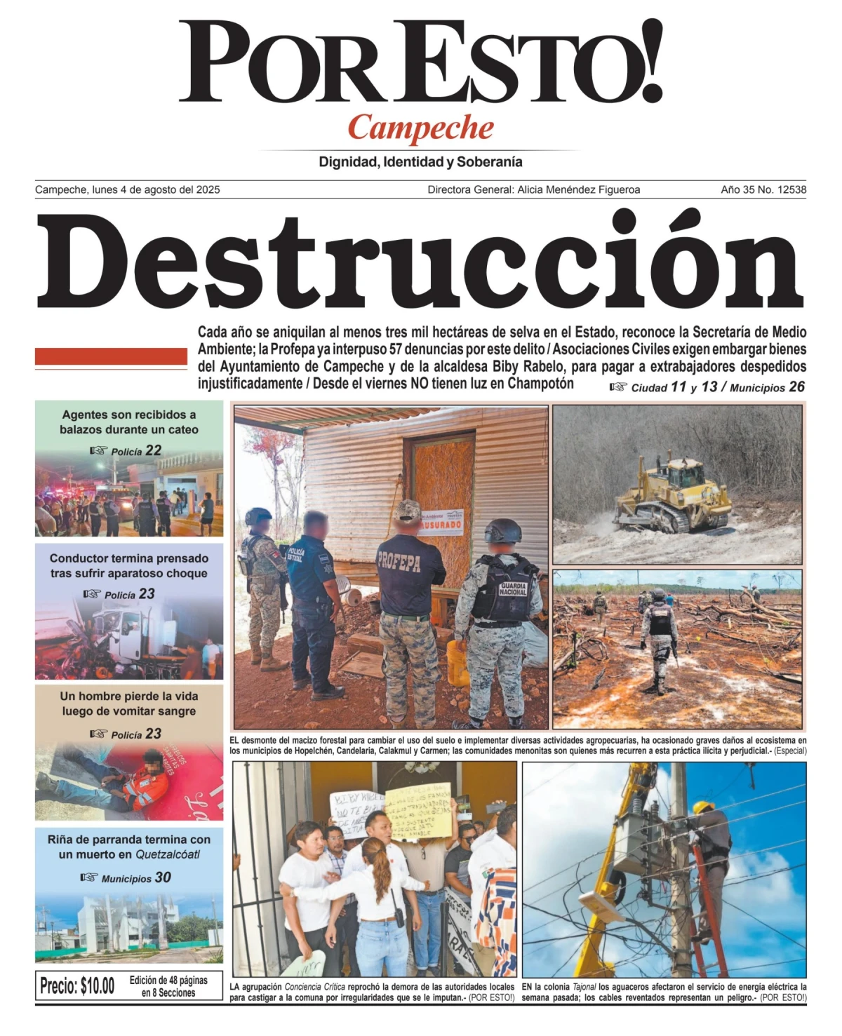 Portada de Por Esto (campeche) del lunes, 4 de agosto de 2025