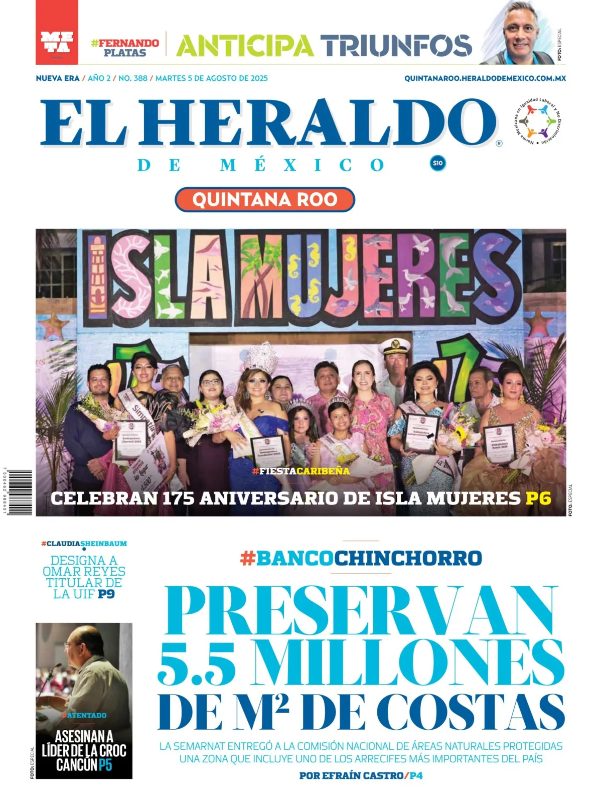 Portada de El Heraldo de Mexico - Quintana Roo