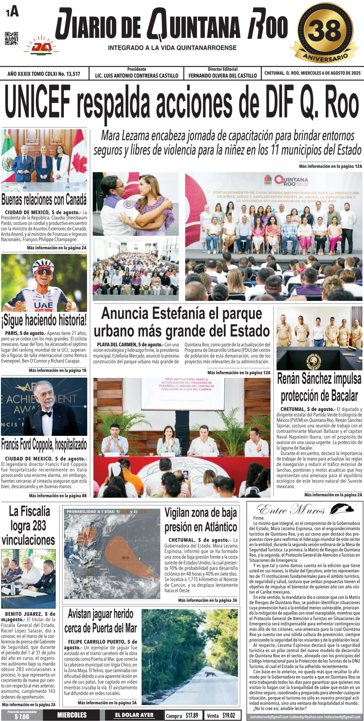 Portada de Diario de Quintana Roo (portada)