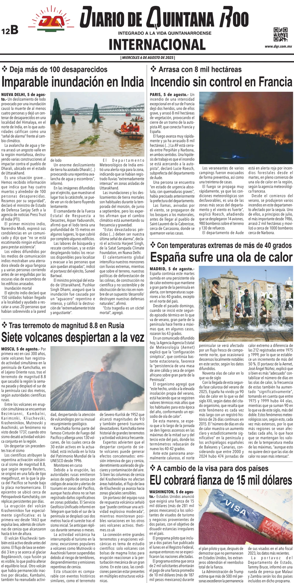 Portada de Diario de Quintana Roo (contra Portada)