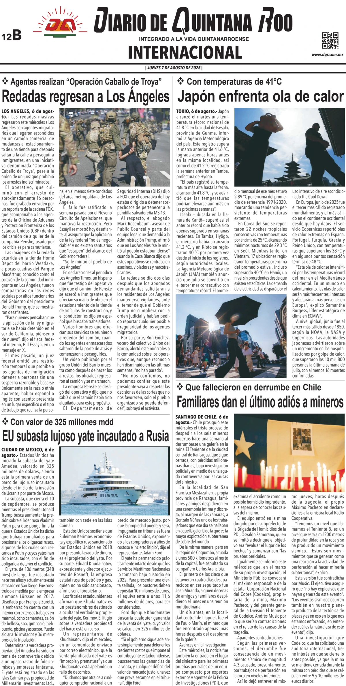 Portada de Diario de Quintana Roo (contra Portada)