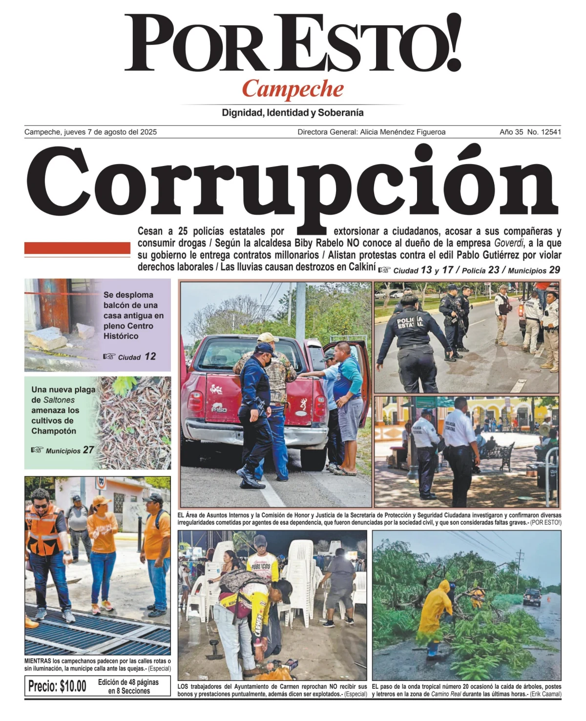 Portada de Por Esto (campeche) del jueves, 7 de agosto de 2025