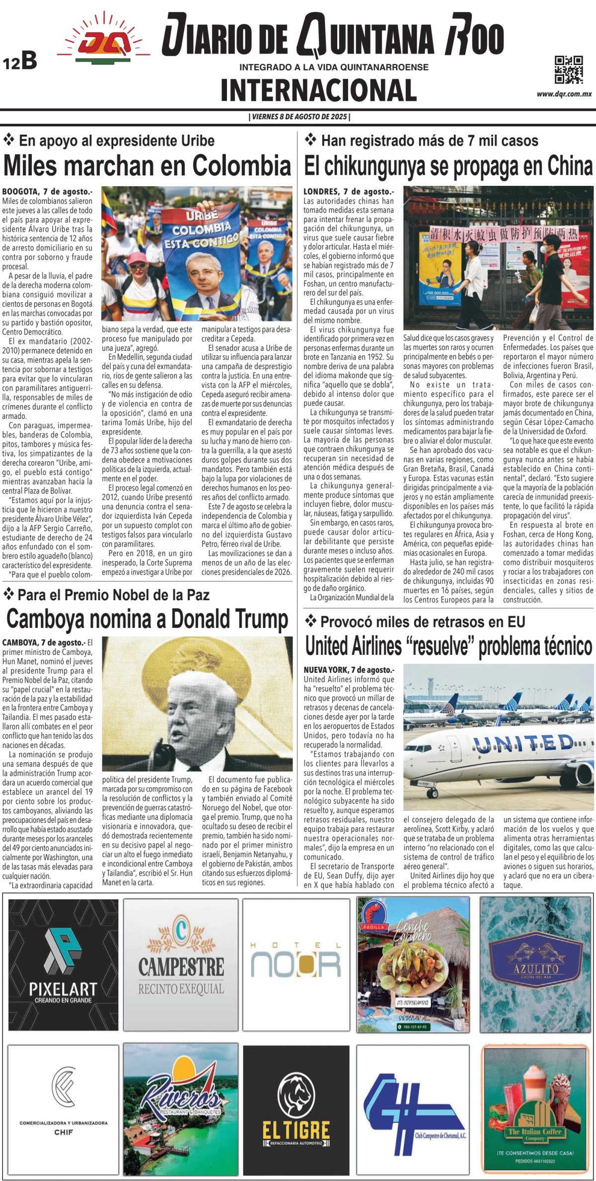 Portada de Diario de Quintana Roo (contra Portada)