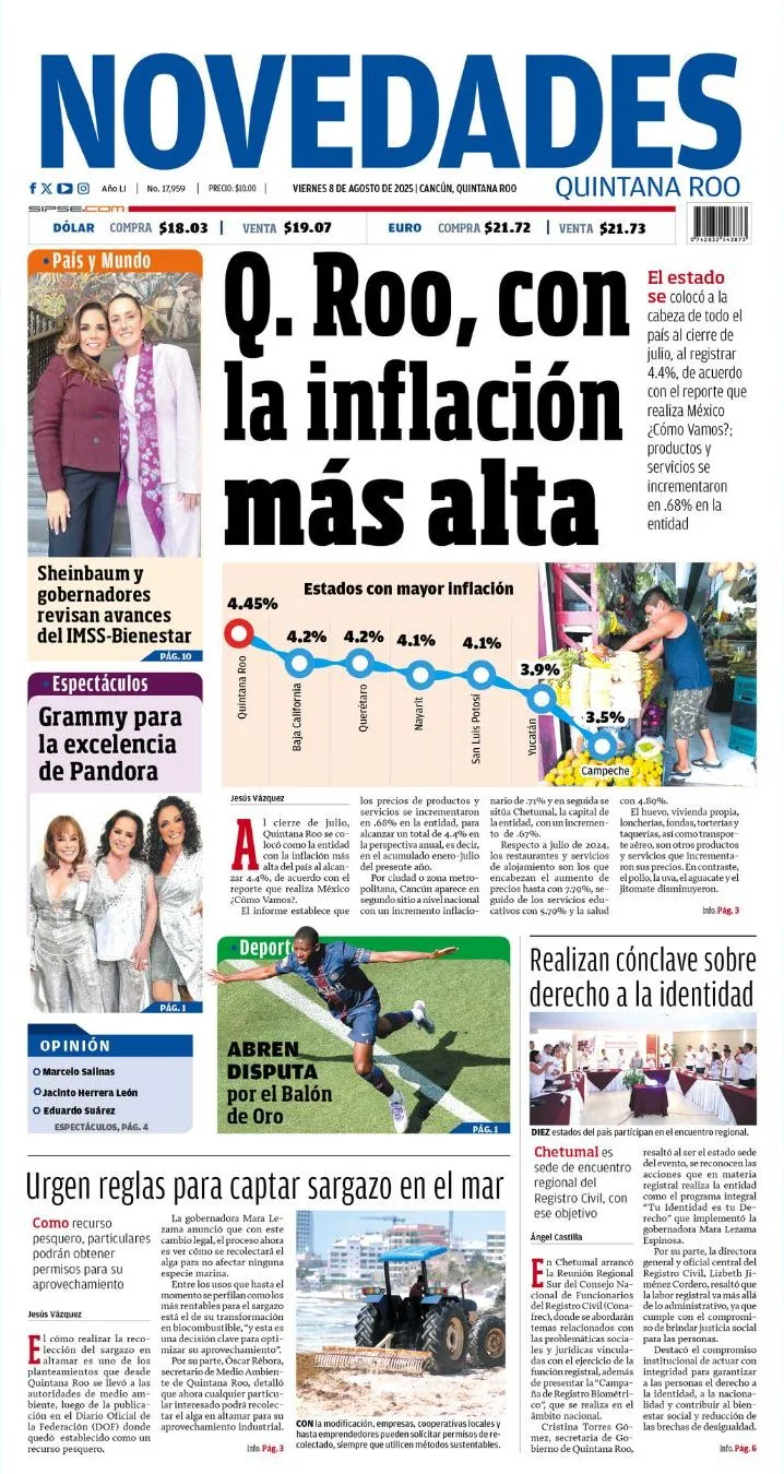 Portada de Novedades Quintana Roo