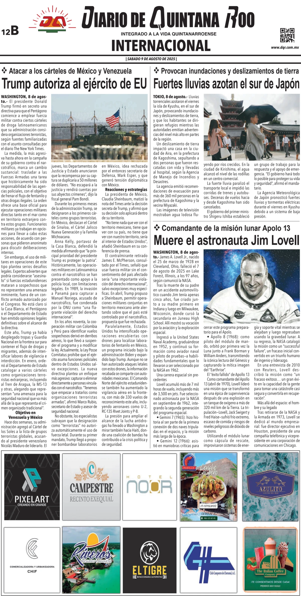Portada de Diario de Quintana Roo (contra Portada)