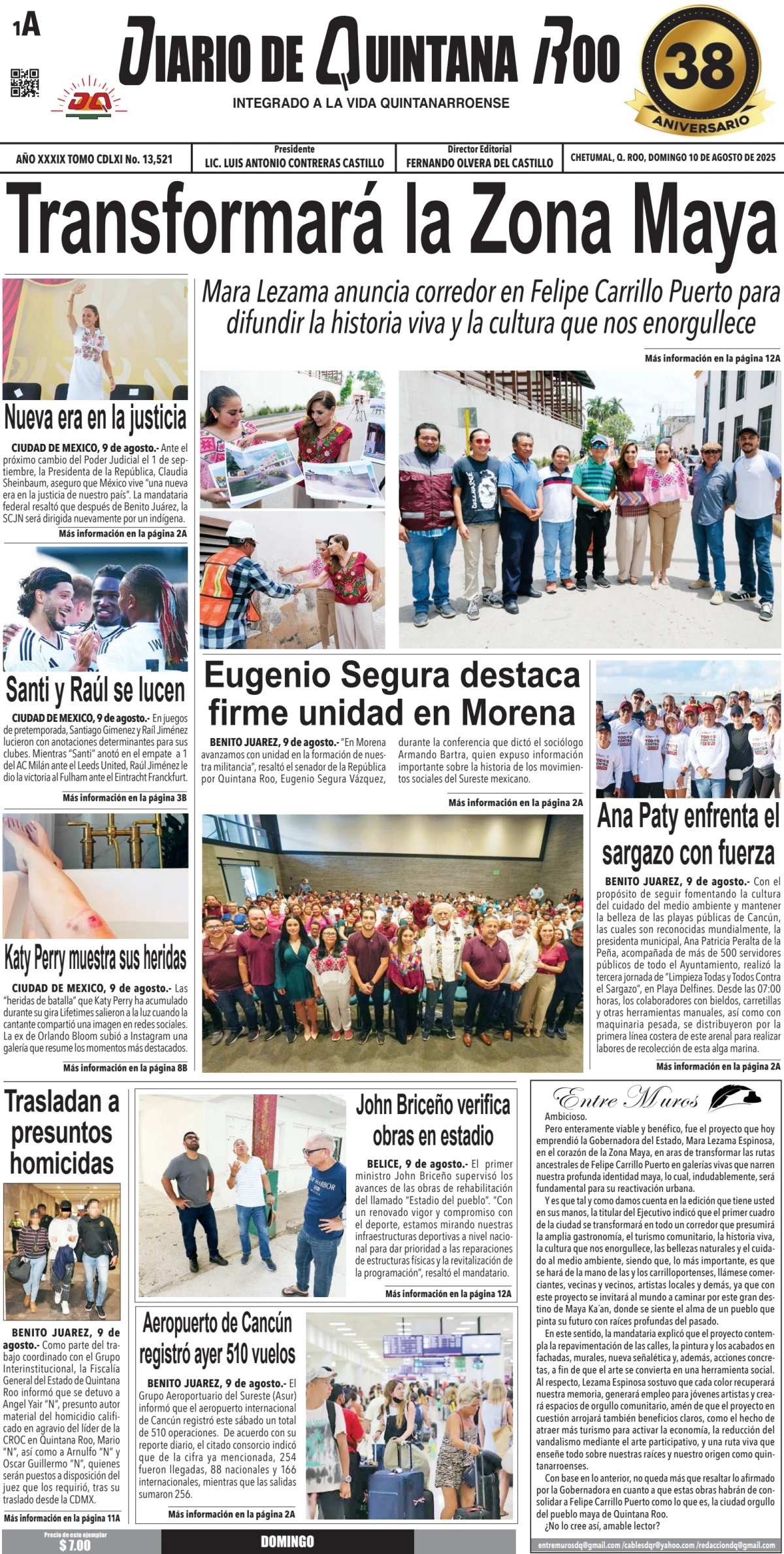 Portada de Diario de Quintana Roo (portada)