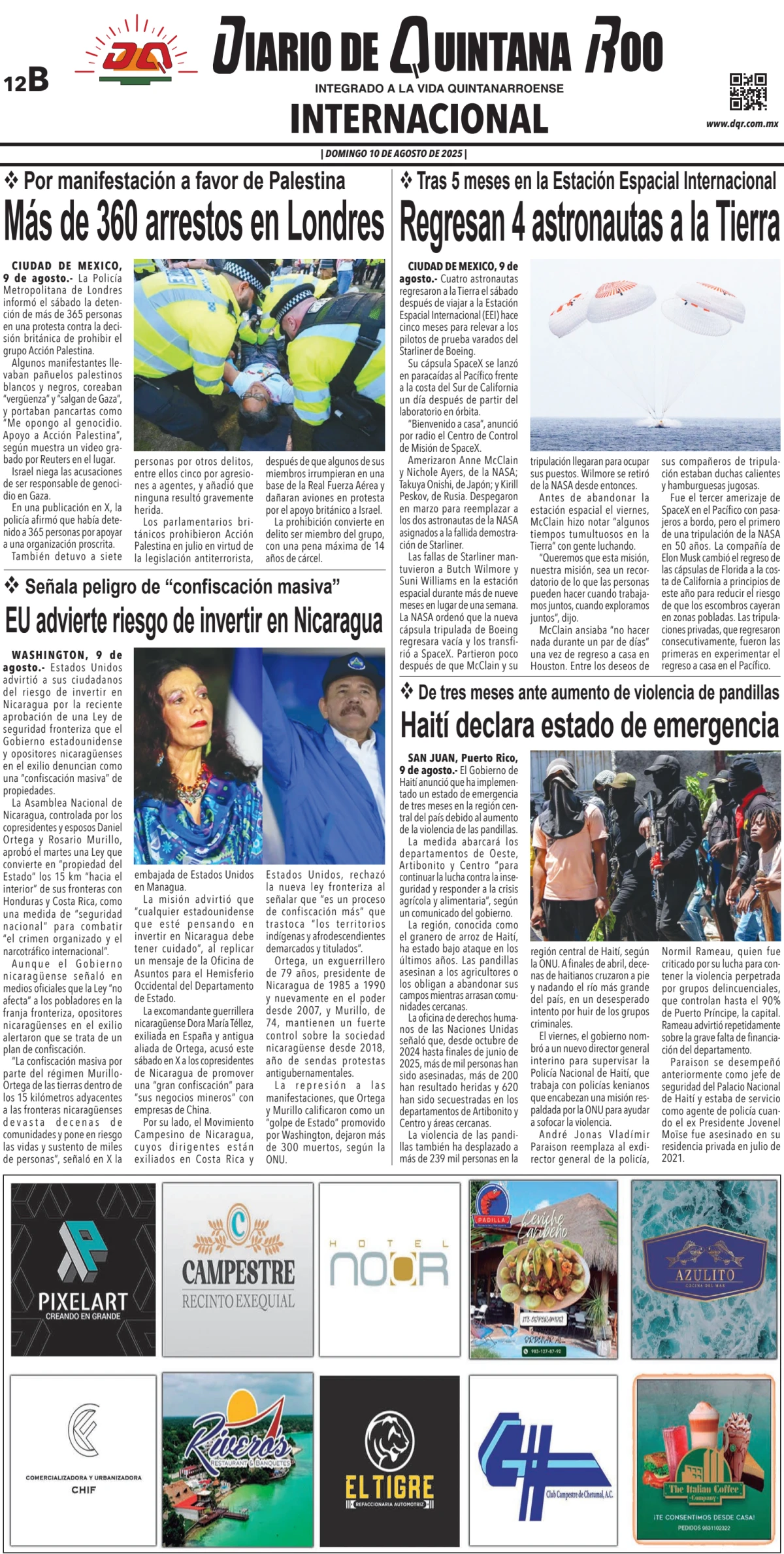 Portada de Diario de Quintana Roo (contra Portada)
