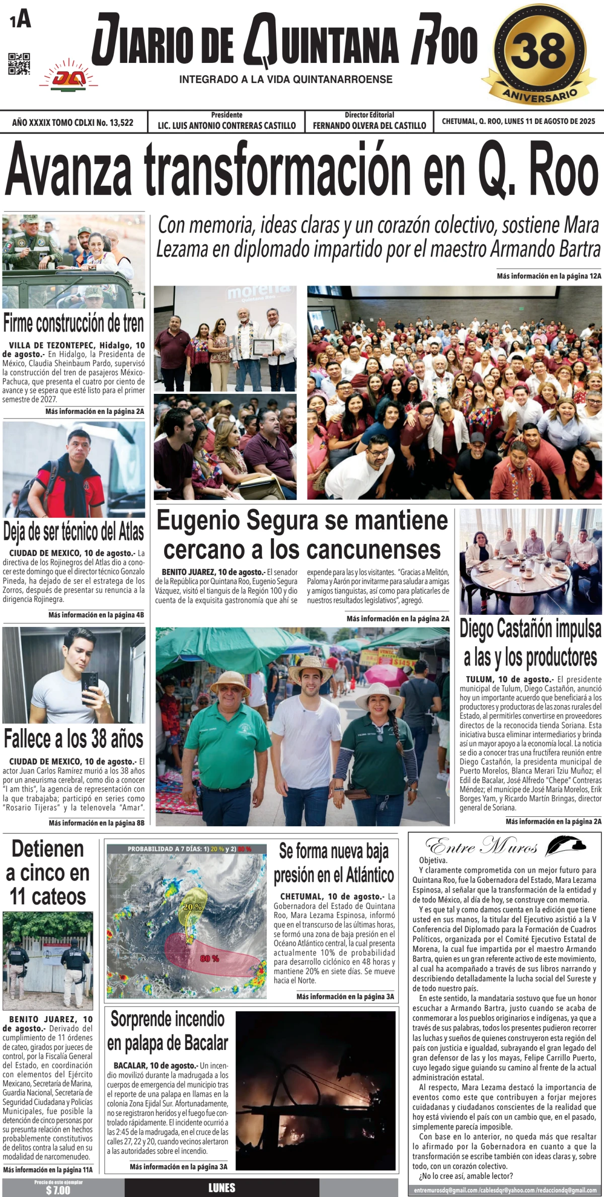Portada de Diario de Quintana Roo (portada)